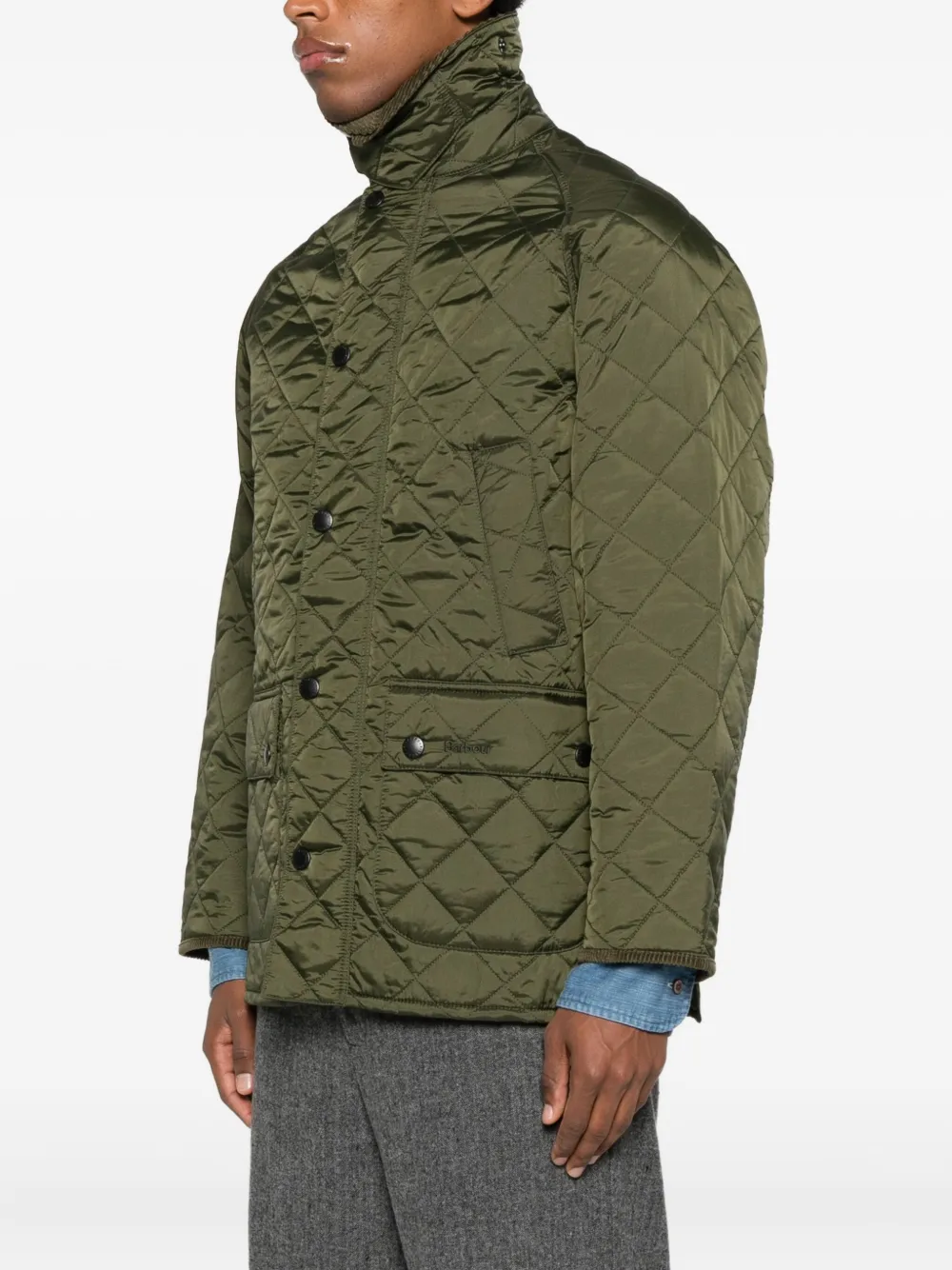 Barbour Corduroy-collar Coat In Green