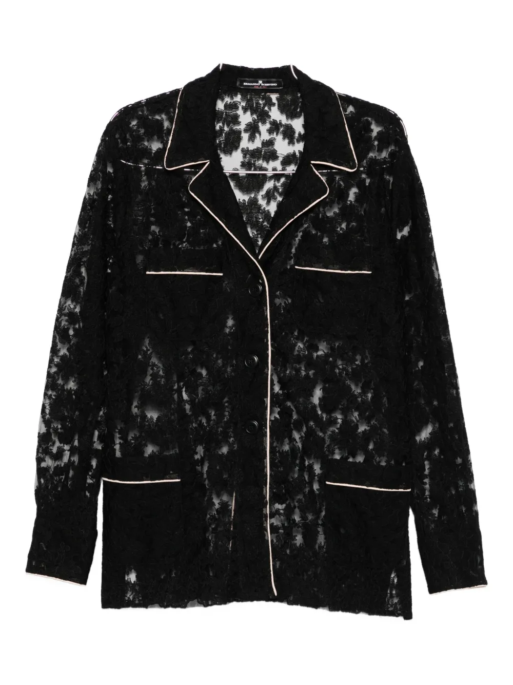 Ermanno Scervino Lace-panelled Button-up Shirt In Black