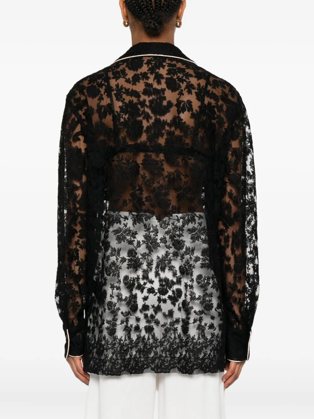 Ermanno Scervino Lace-panelled Button-up Shirt In Black