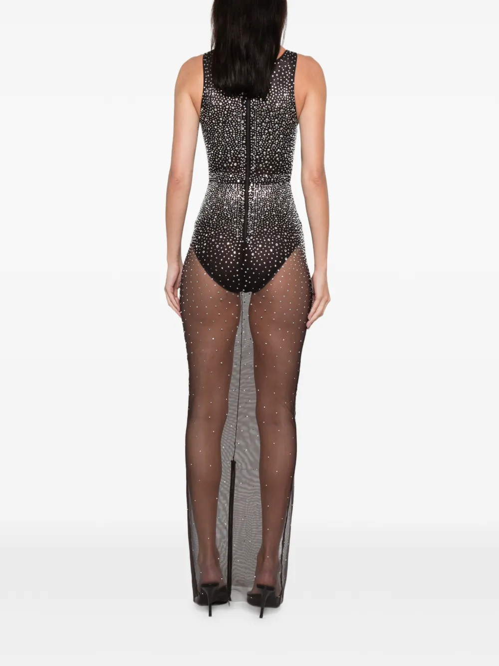 Alex Perry Embellished Split Dress In Gray