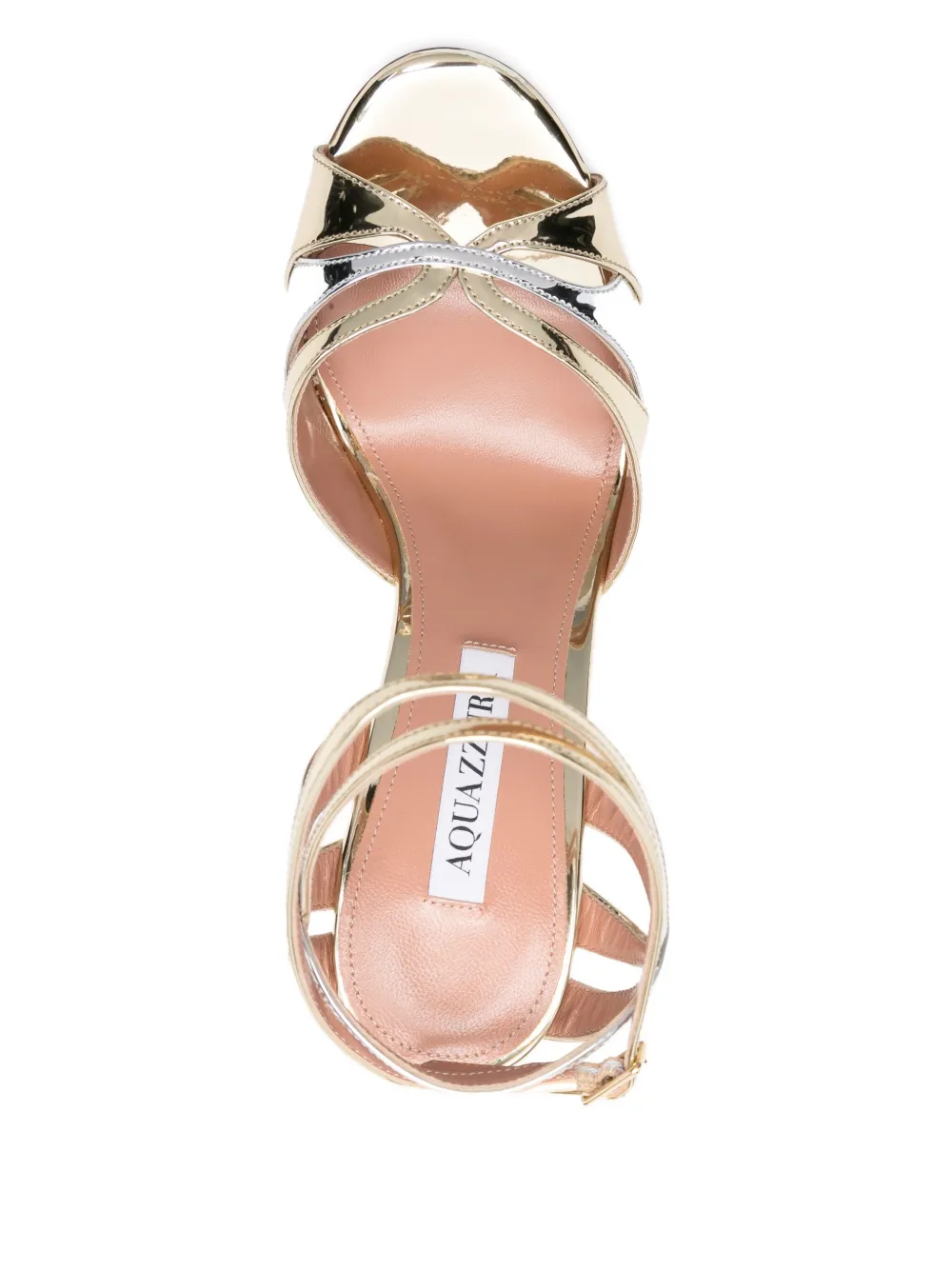 Aquazzura 110m metallic ankle-strap heeled sandals Gold