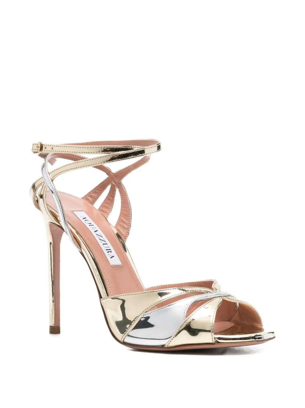 Aquazzura 110m metallic ankle-strap heeled sandals Gold