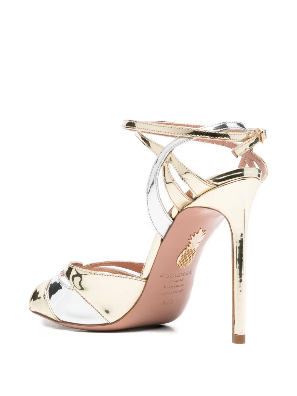 Aquazzura 110m metallic ankle-strap heeled sandals Gold