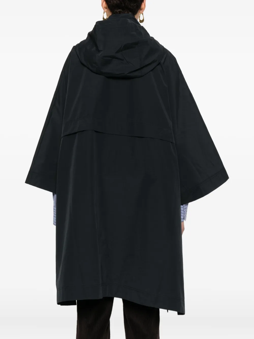 Barbour Hooded Buttoned Cape Coat In Black