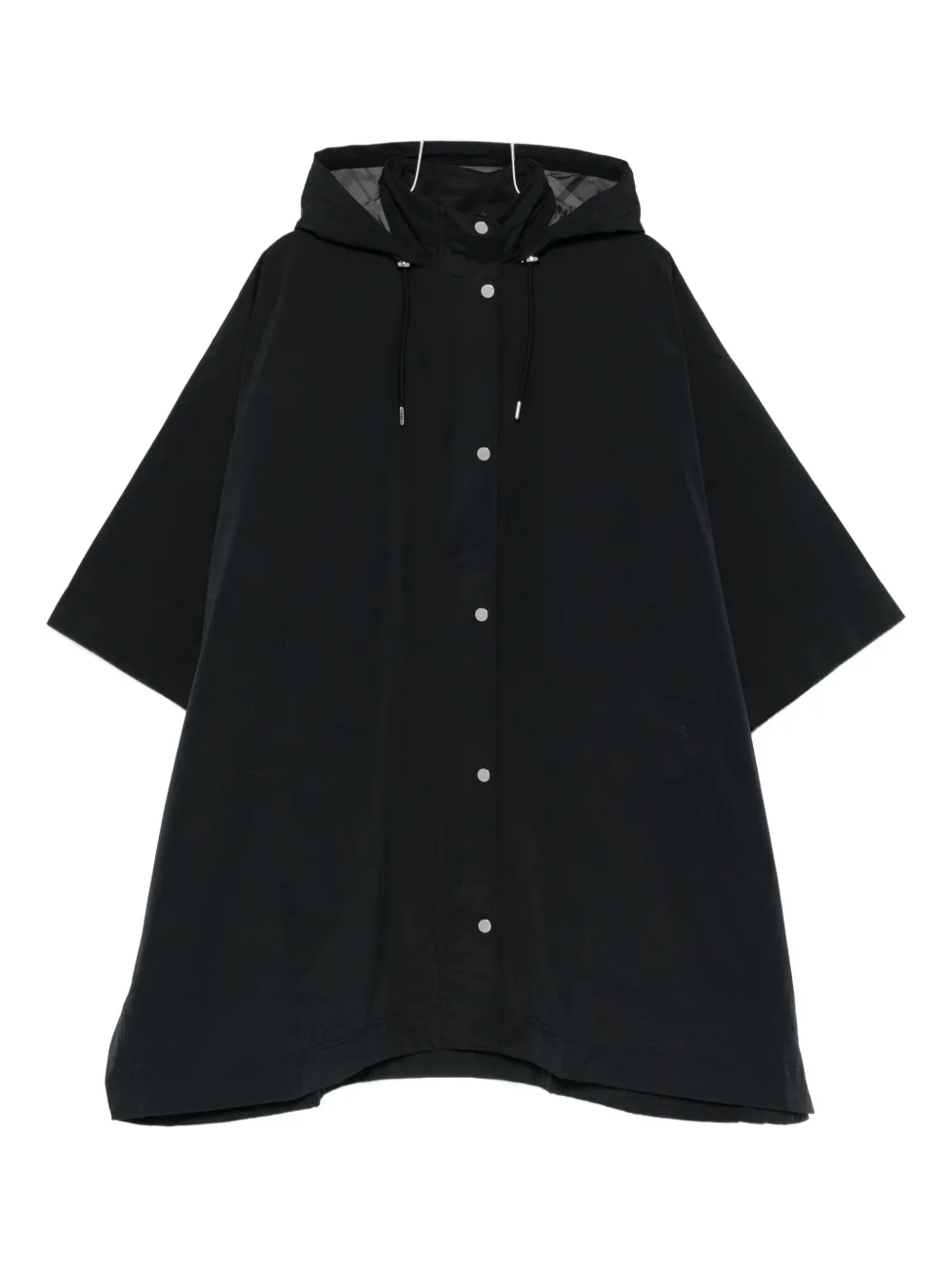 Barbour Hooded Buttoned Cape Coat In Black