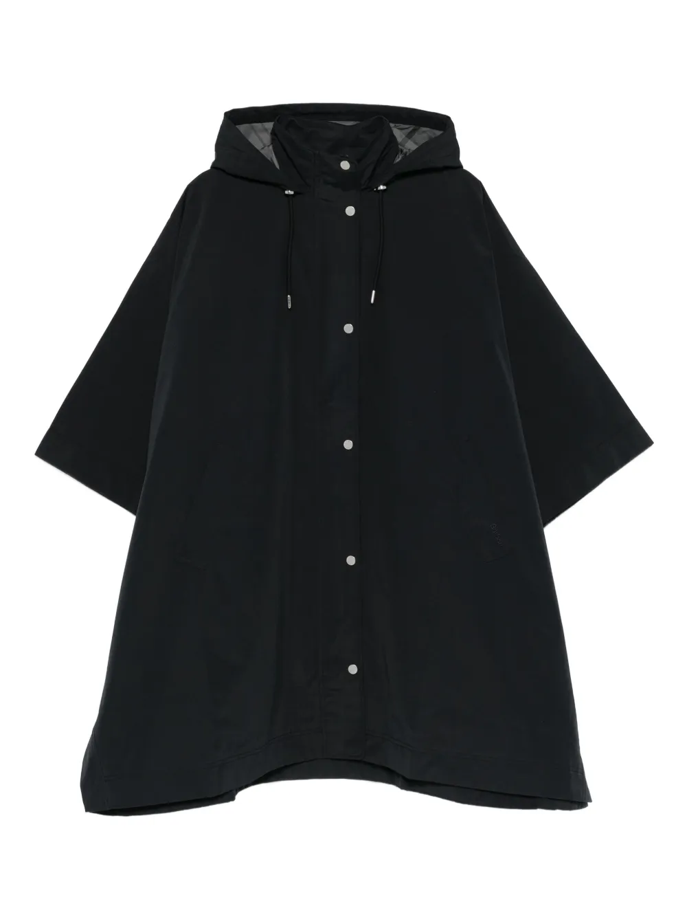 Barbour abrigo estilo capa con capucha y botones | negro | Image 1
