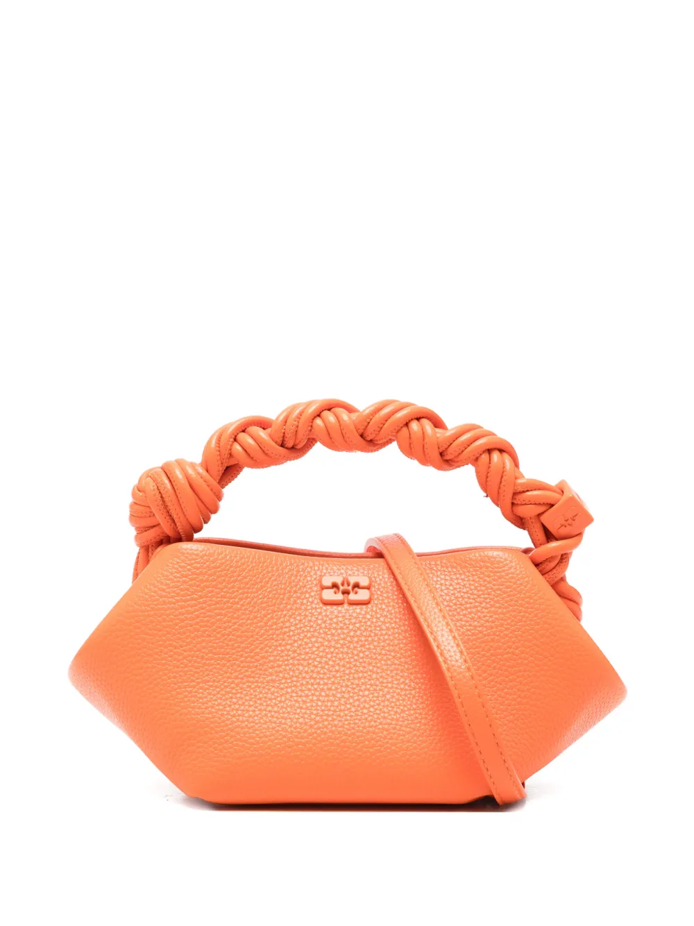 GANNI mini Bou braided-handle tote bag - Arancione