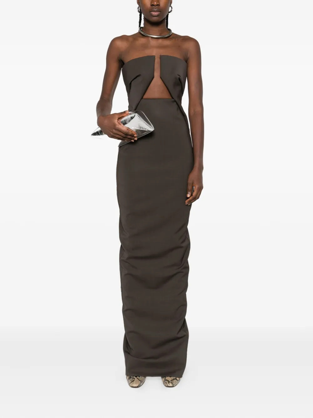 Rick Owens strapless keyhole dress - Grijs