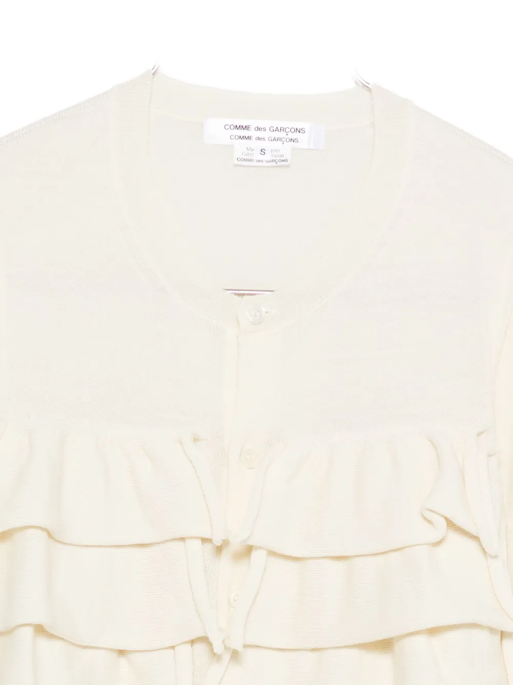 Comme Des Garçons Tiered-ruffle Cardigan In White
