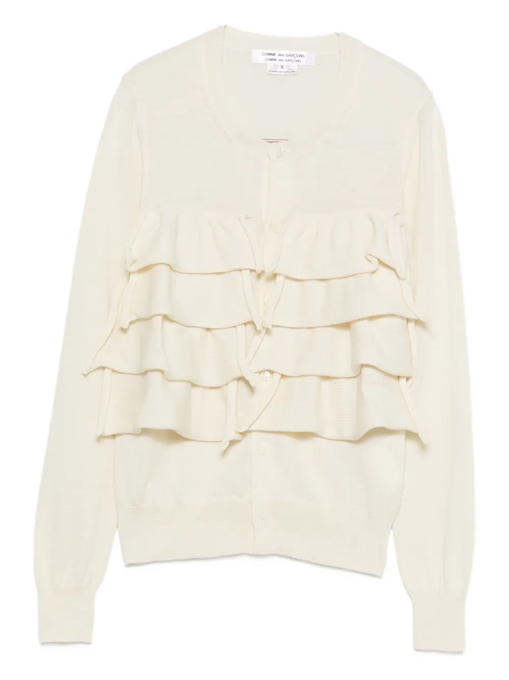 Comme Des Garçons Tiered-ruffle Cardigan In White
