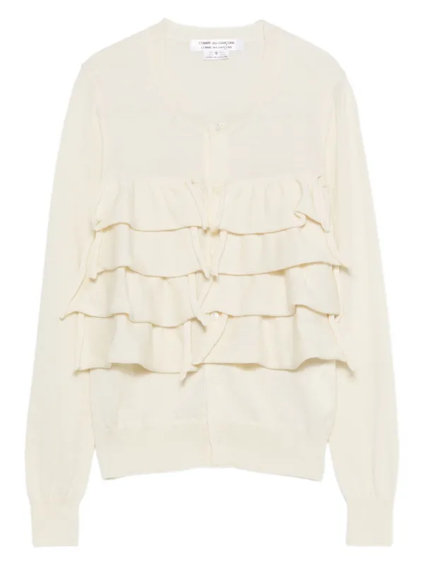Comme des Garçons Tiered-ruffle Cardigan in White