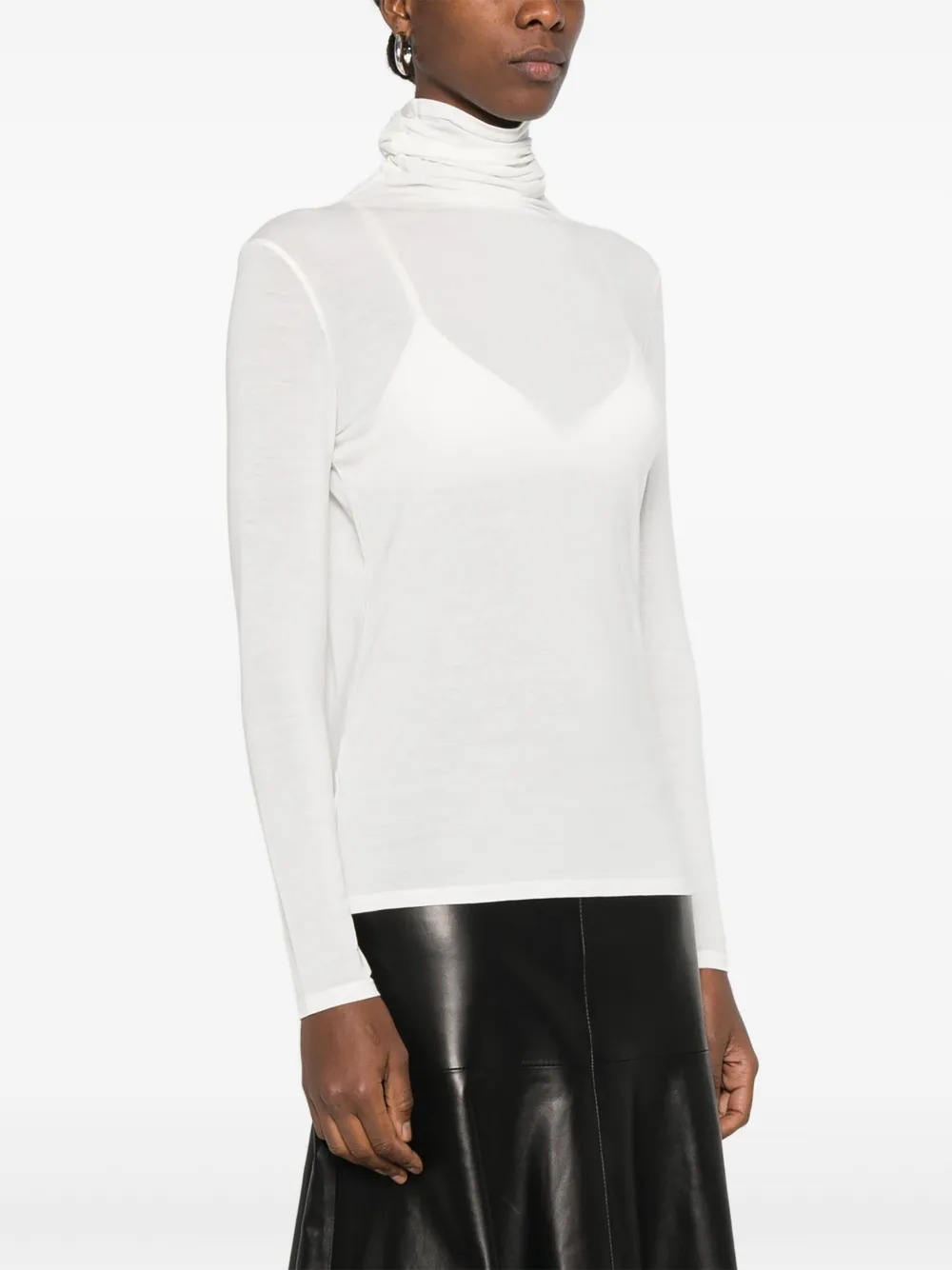 Antonelli Condor top met col en lange mouwen Wit