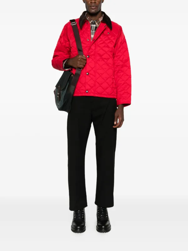 Barbour Quilted corduroy-collar Jacket Red FARFETCH LB