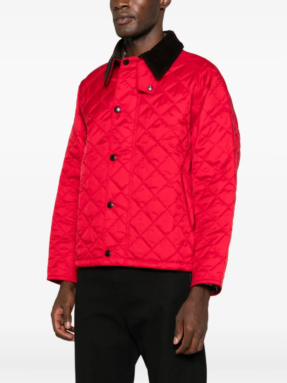 Barbour Gewatteerd jack met ribfluwelen kraag Rood