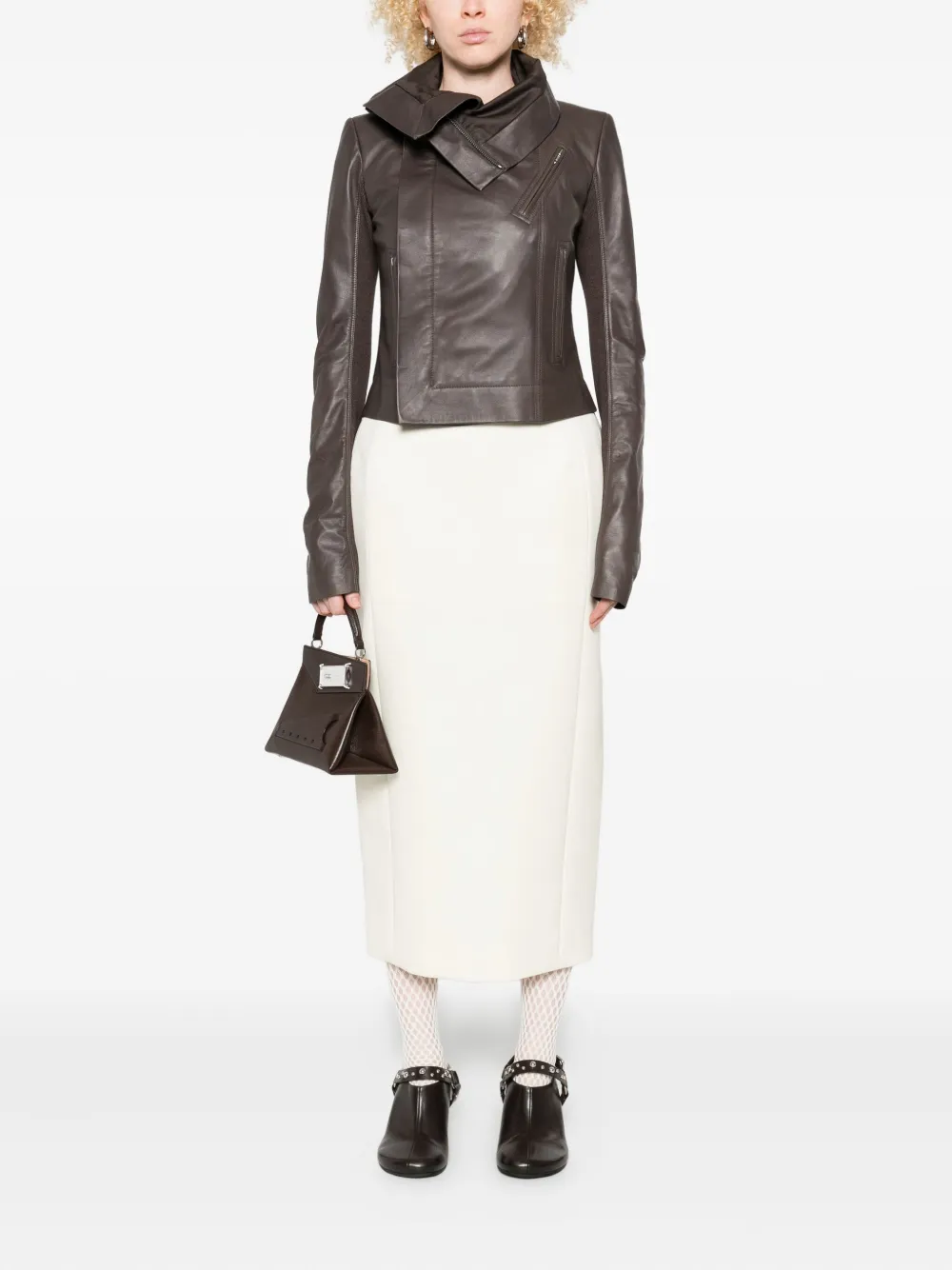 Rick Owens Asymmetrische leren jas - Bruin