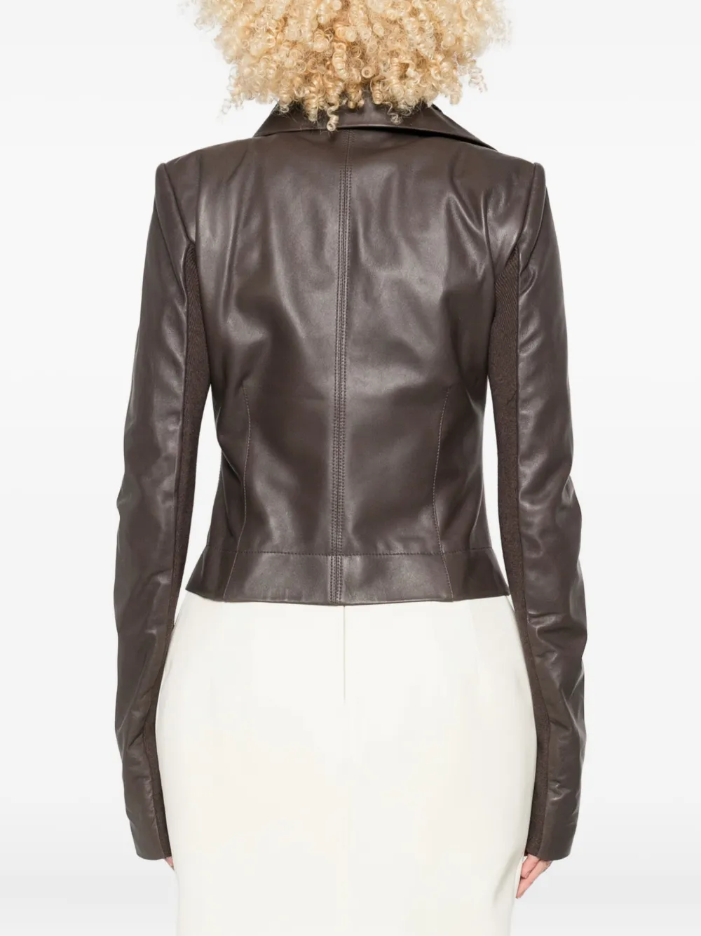 Rick Owens Asymmetrische leren jas Bruin