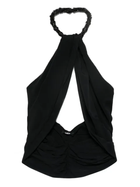 Amen beaded halterneck top