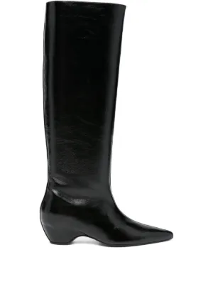 Jil Sander レザーロングブーツ | ブラック | FARFETCH JP