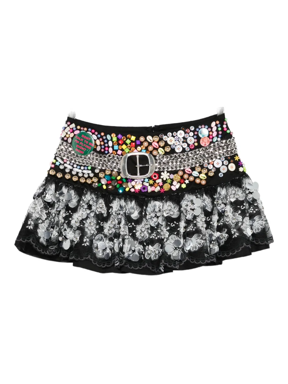 Chopova Lowena Skyhawk Beaded Mini Skirt In Multi