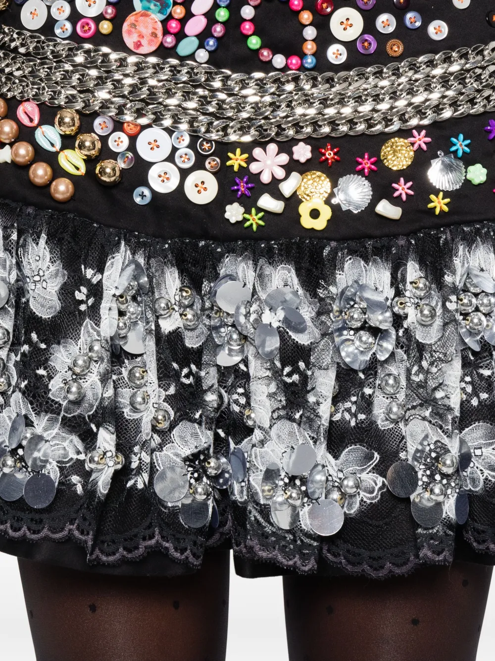 Chopova Lowena Skyhawk Beaded Mini Skirt In Multi