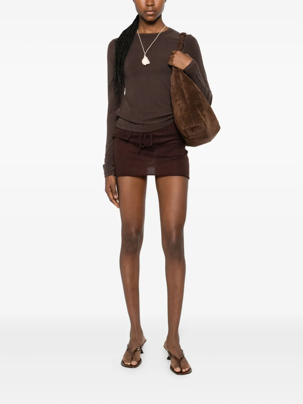 Aya Muse drawstring-waist mini skirt - Bruin