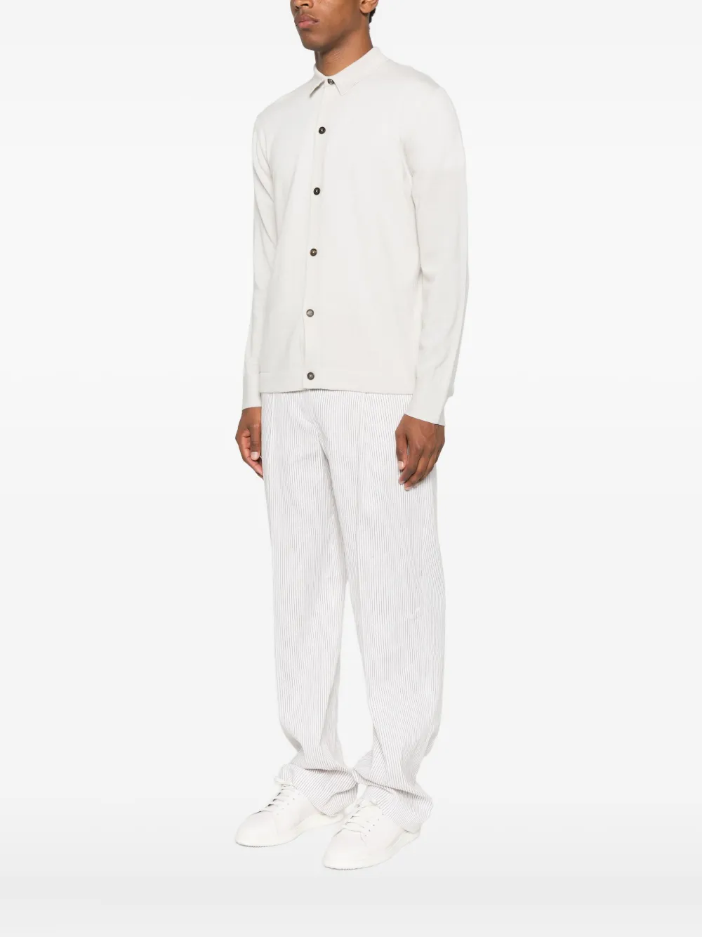 Eleventy Button-down Wool Shirt In White