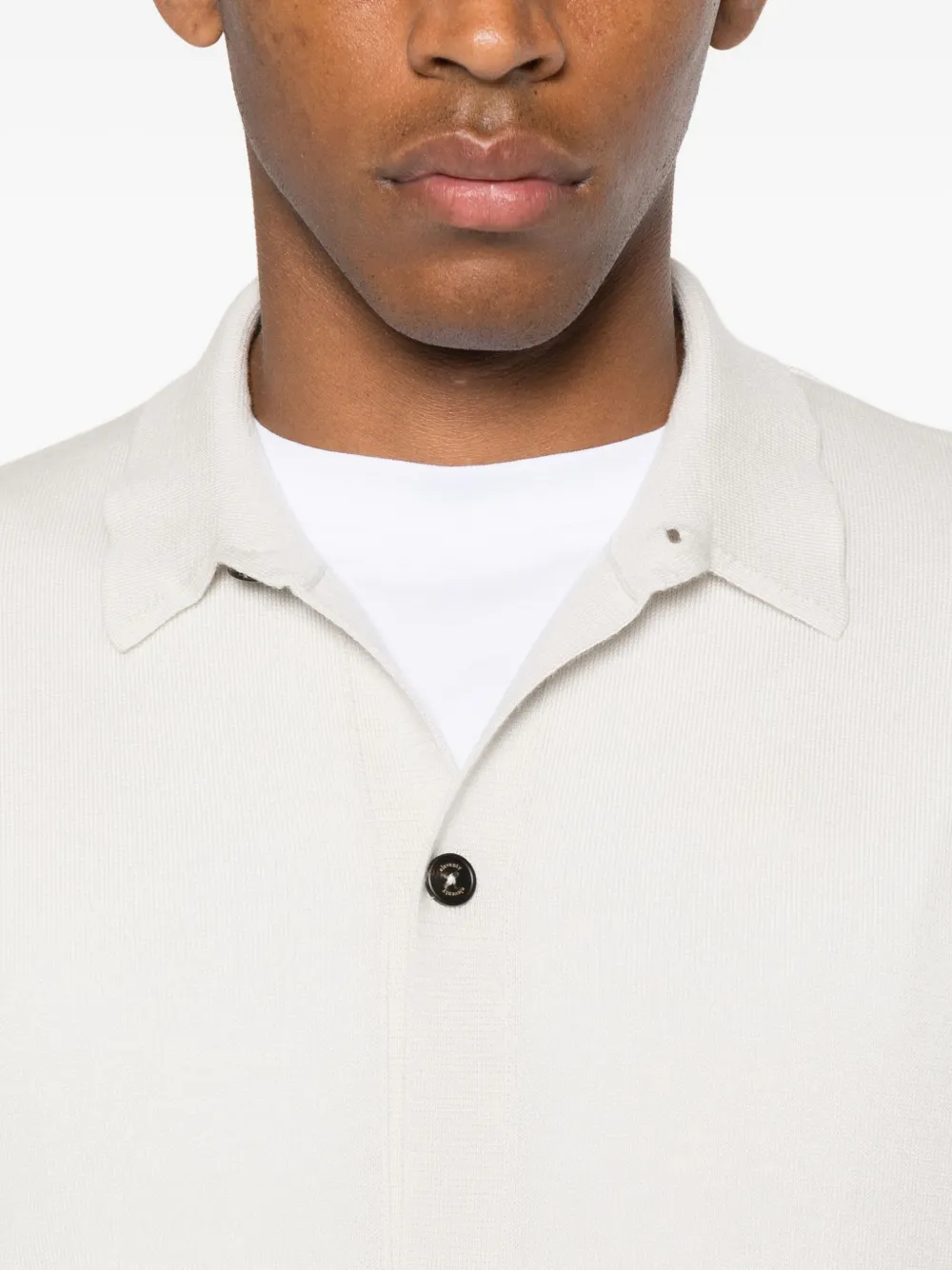 Eleventy button-down wool shirt Beige