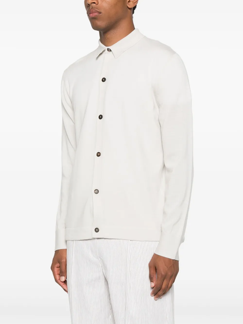 Eleventy button-down wool shirt Beige