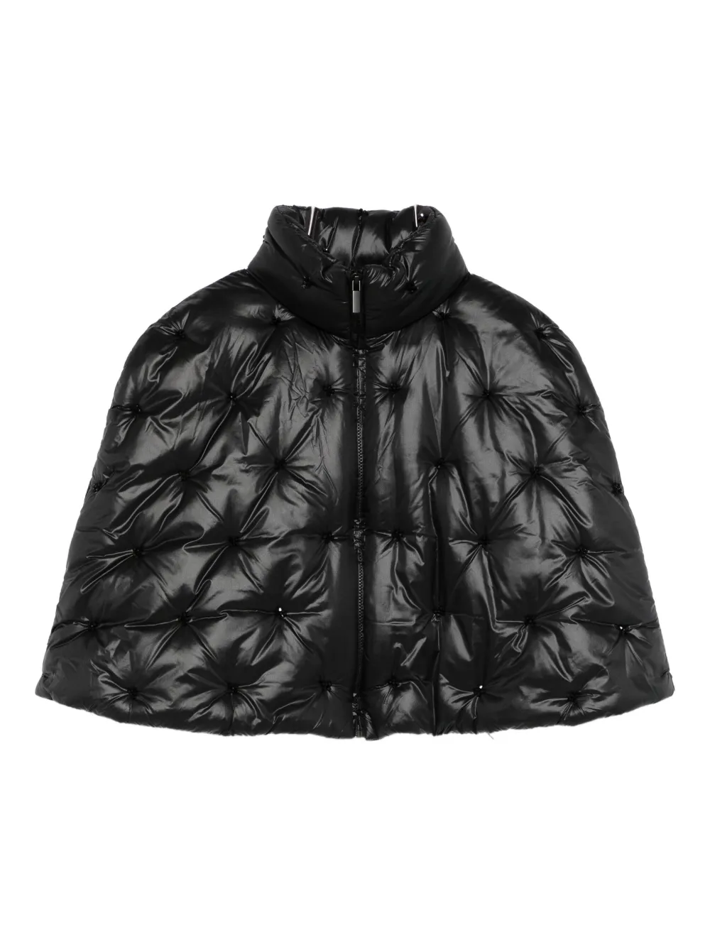 Amen Quilted Zip-up Cape In Black