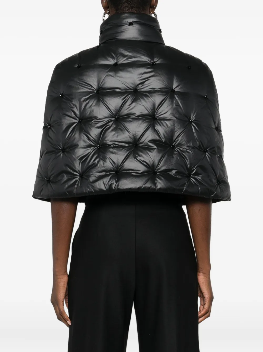 Amen Quilted Zip-up Cape In Black