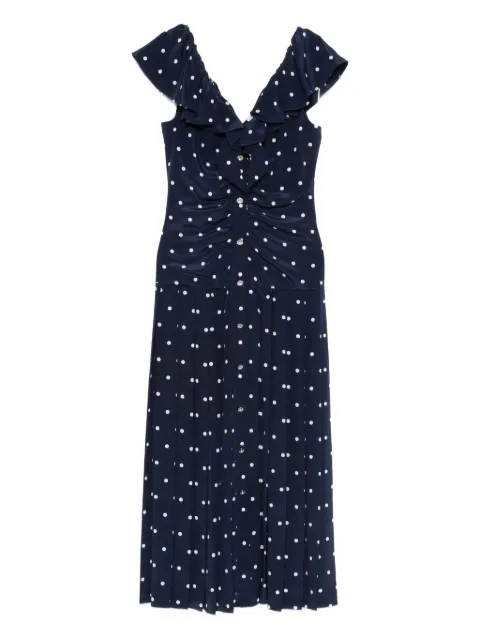 Alessandra Rich vestido midi con motivo de lunares y volantes