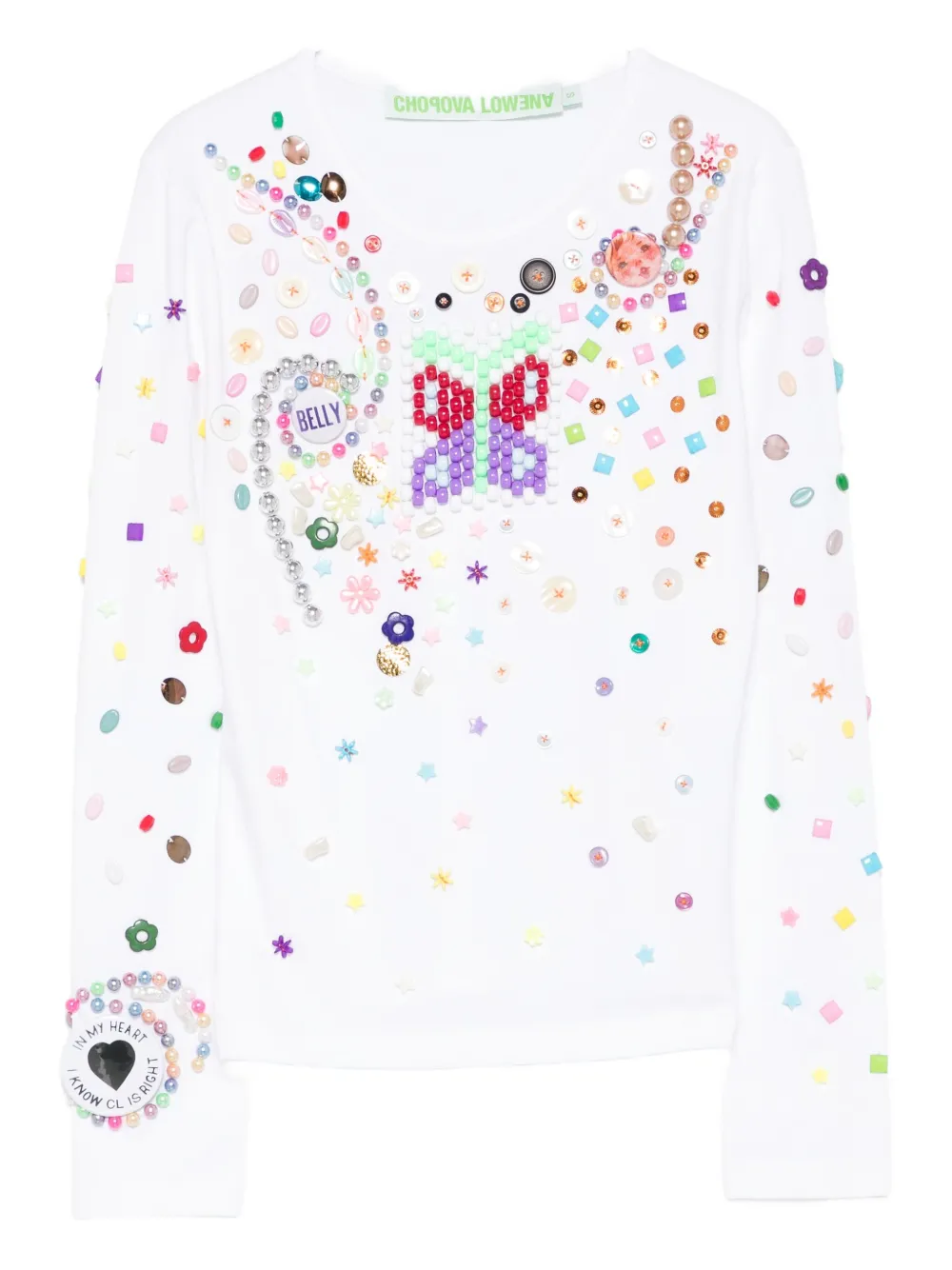 Chopova Lowena Bead-embellished Long-sleeve T-shirt In Multi