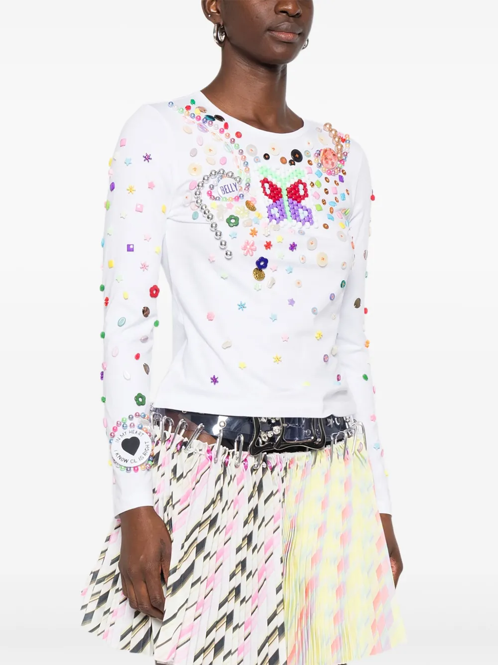 Chopova Lowena T-shirt verfraaid met kralen Wit