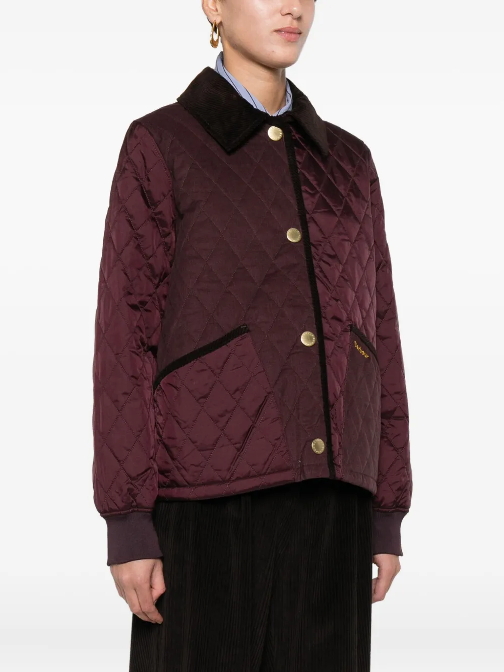 Barbour Quilted Coat In Burgundy