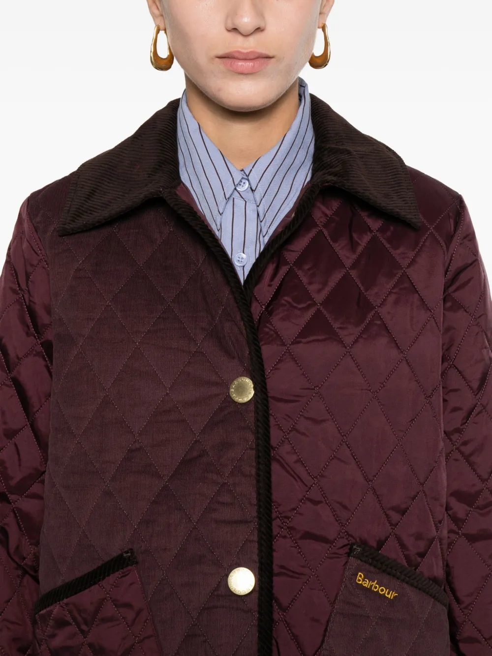 Barbour Quilted Coat In Burgundy