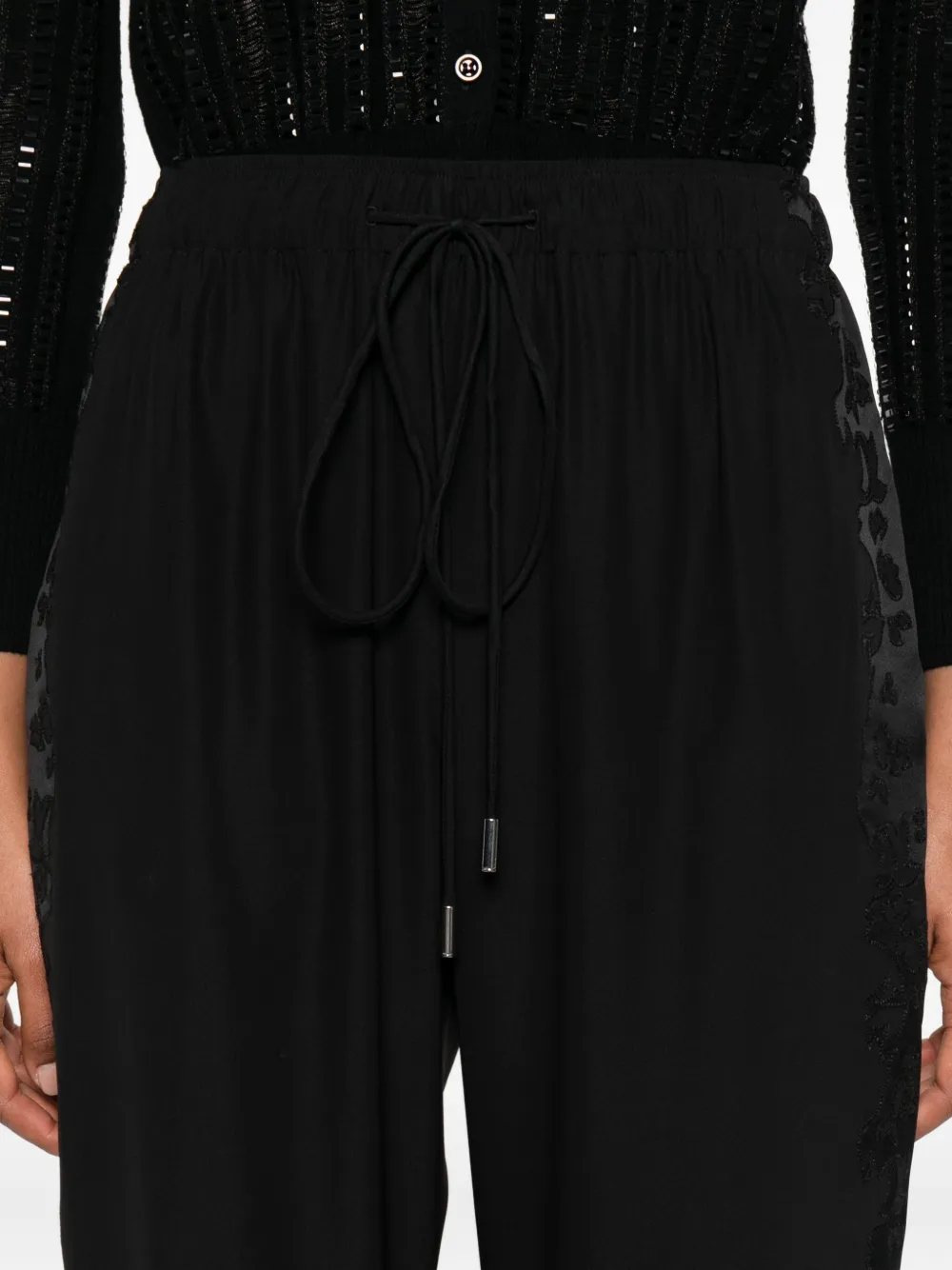 Ermanno Scervino Broek met trekkoord en kanten vlakken Zwart