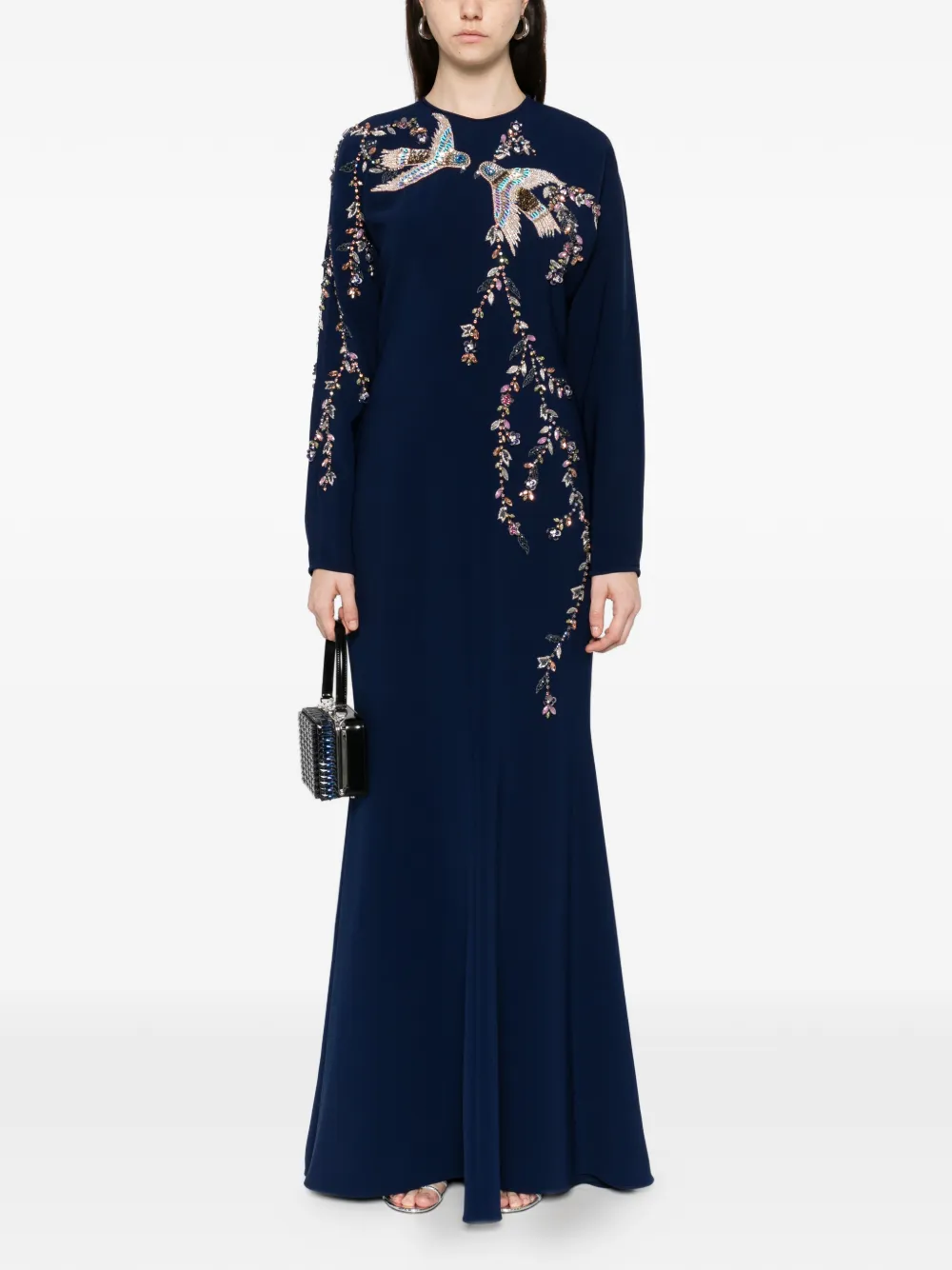 Costarellos bird-embellished maxi dress - Blauw