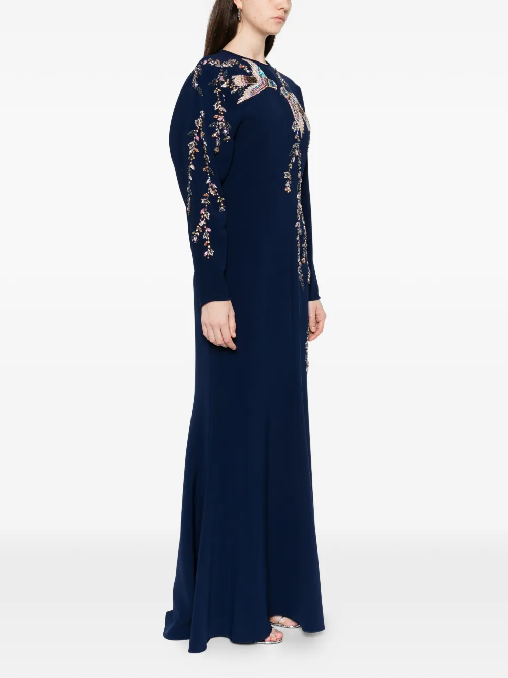  Costarellos Bird-embellished Maxi Dress - Blue 