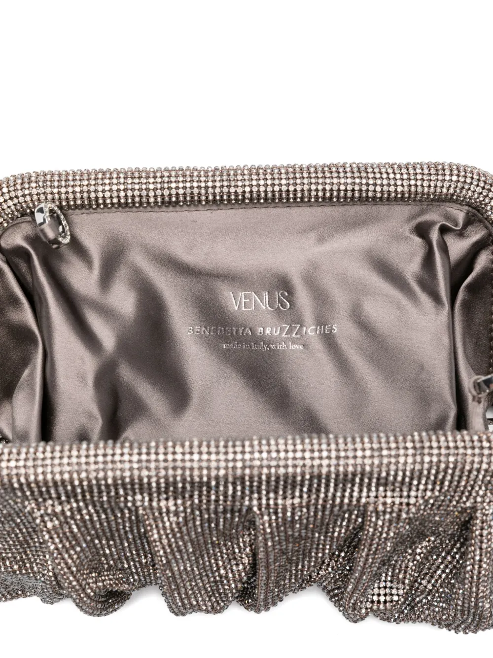 Benedetta Bruzziches beaded pleated clutch bag Zilver