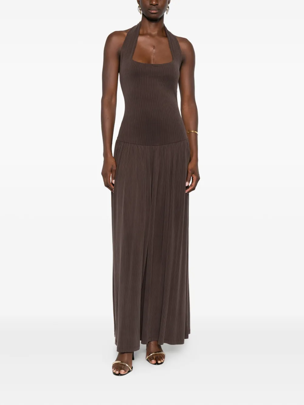 Aya Muse ribbed halterneck dress - Bruin