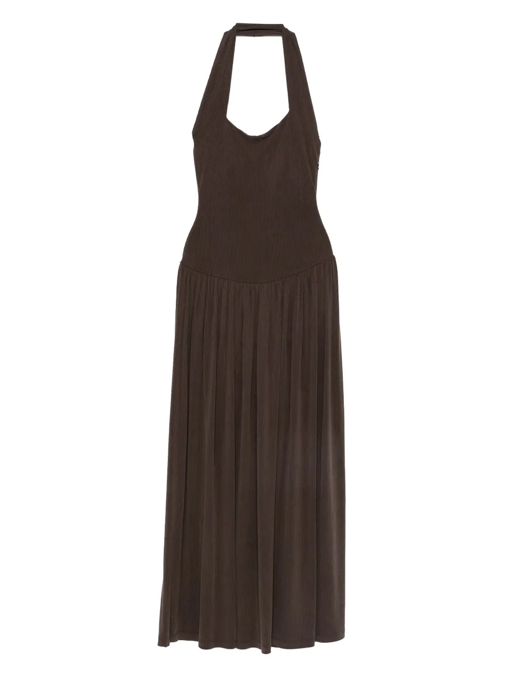 Aya Muse ribbed halterneck dress - Marrone