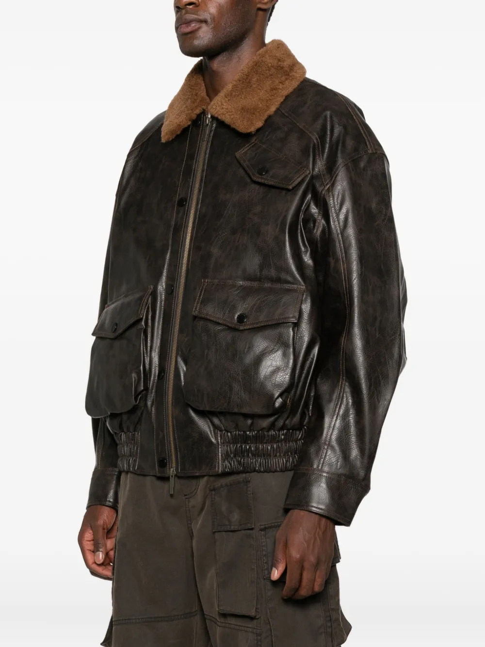 Feng Chen Wang Fur-collar Pocketed Jacket In Brown