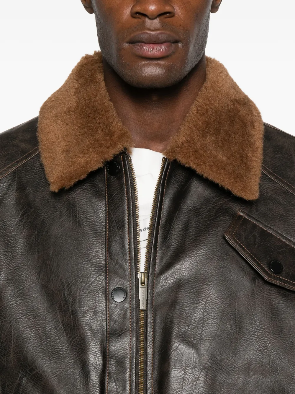 Feng Chen Wang Fur-collar Pocketed Jacket In Brown