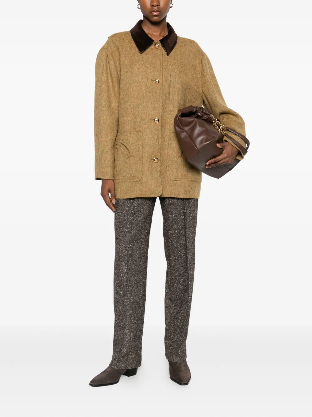 Blazé Milano Virgin Wool Single-breasted Coat In Brown