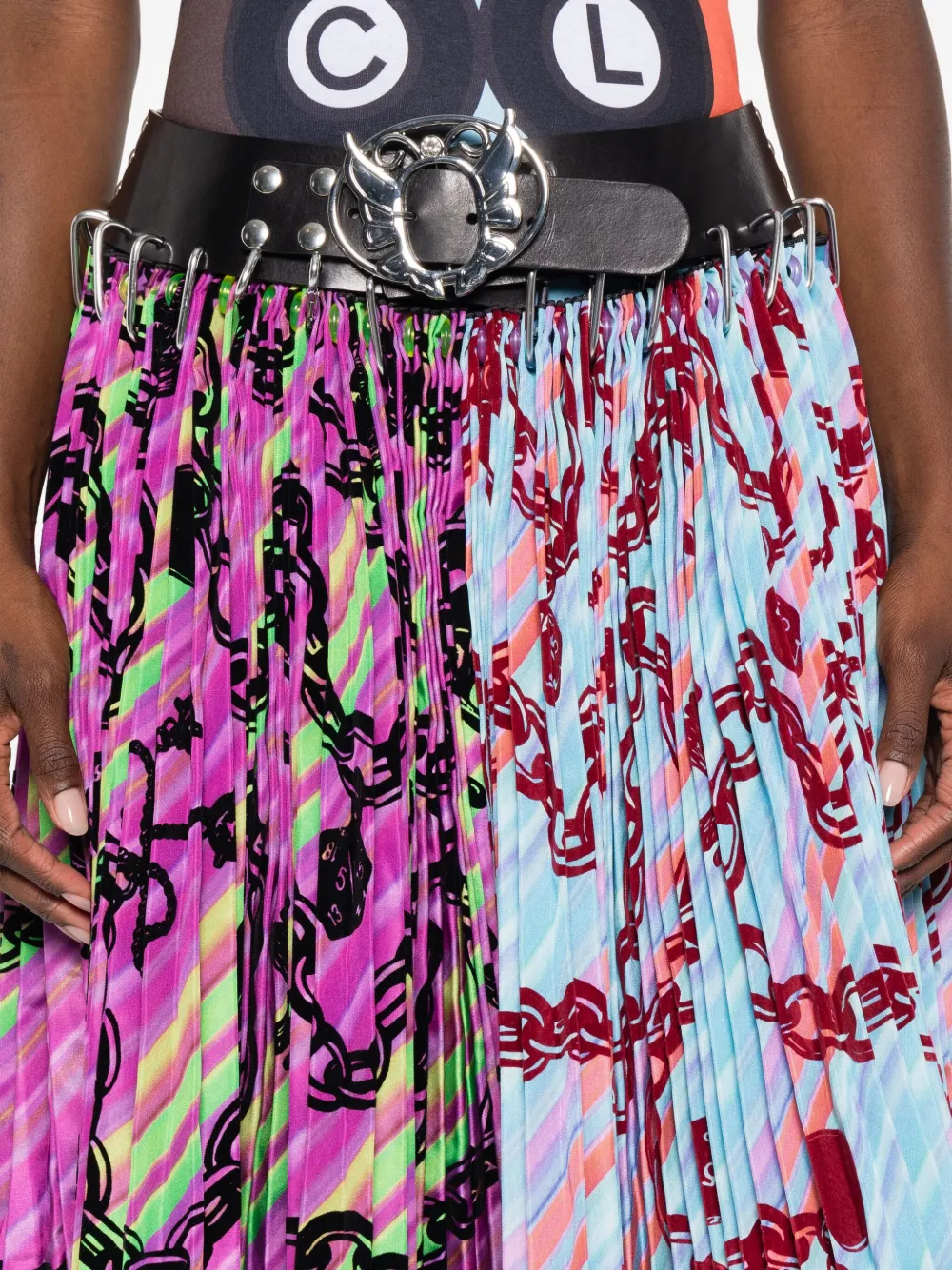 Chopova Lowena Pleated Carabiner Skirt In Multi