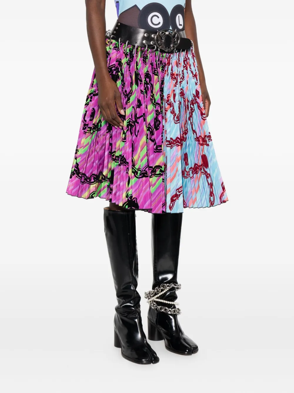 Chopova Lowena Pleated Carabiner Skirt In Multi
