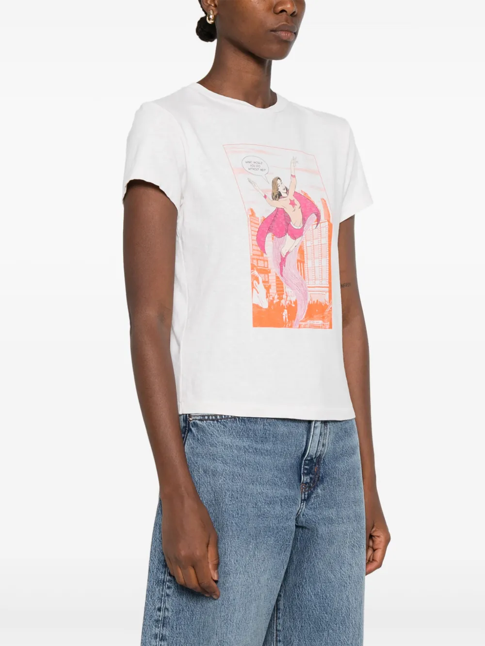 RE DONE T-shirt met grafische print Beige