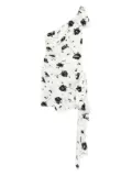 Alessandra Rich floral-print one-shoulder dress - White
