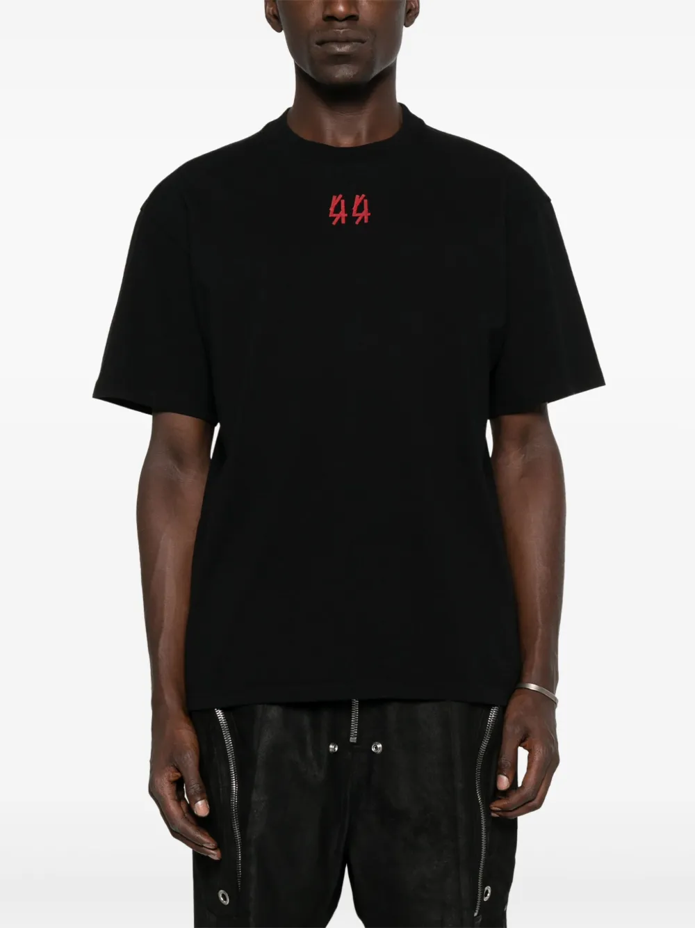 44 LABEL GROUP T-shirt met geborduurd logo Zwart