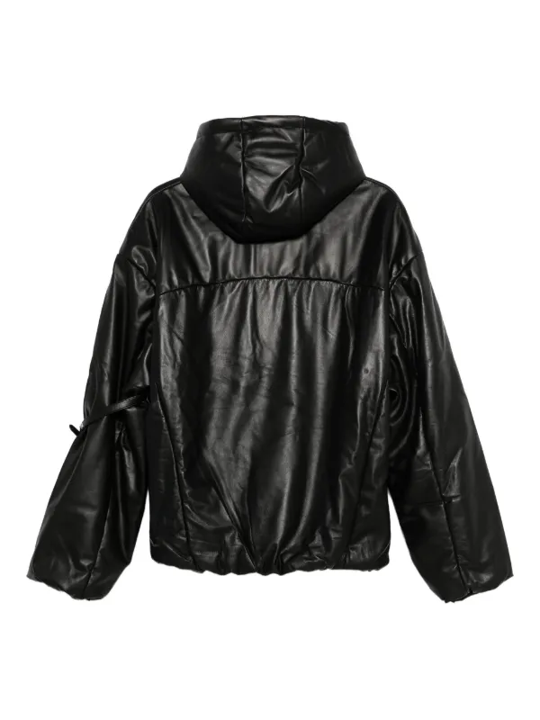 HELIOT EMIL フーデッド パデッドレザーコート | ブラック | FARFETCH JP